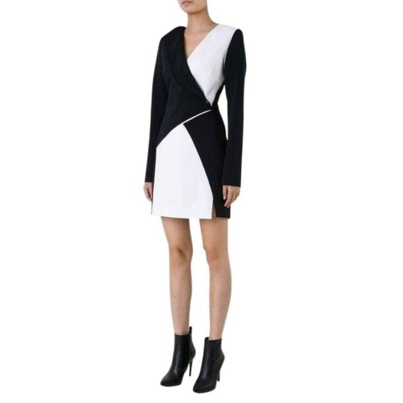 RARE THIERRY MUGLER RUNWAY Bicolor Asymmetric Mini Dress, Size 44 IT, M, NEW - Picture 4 of 11